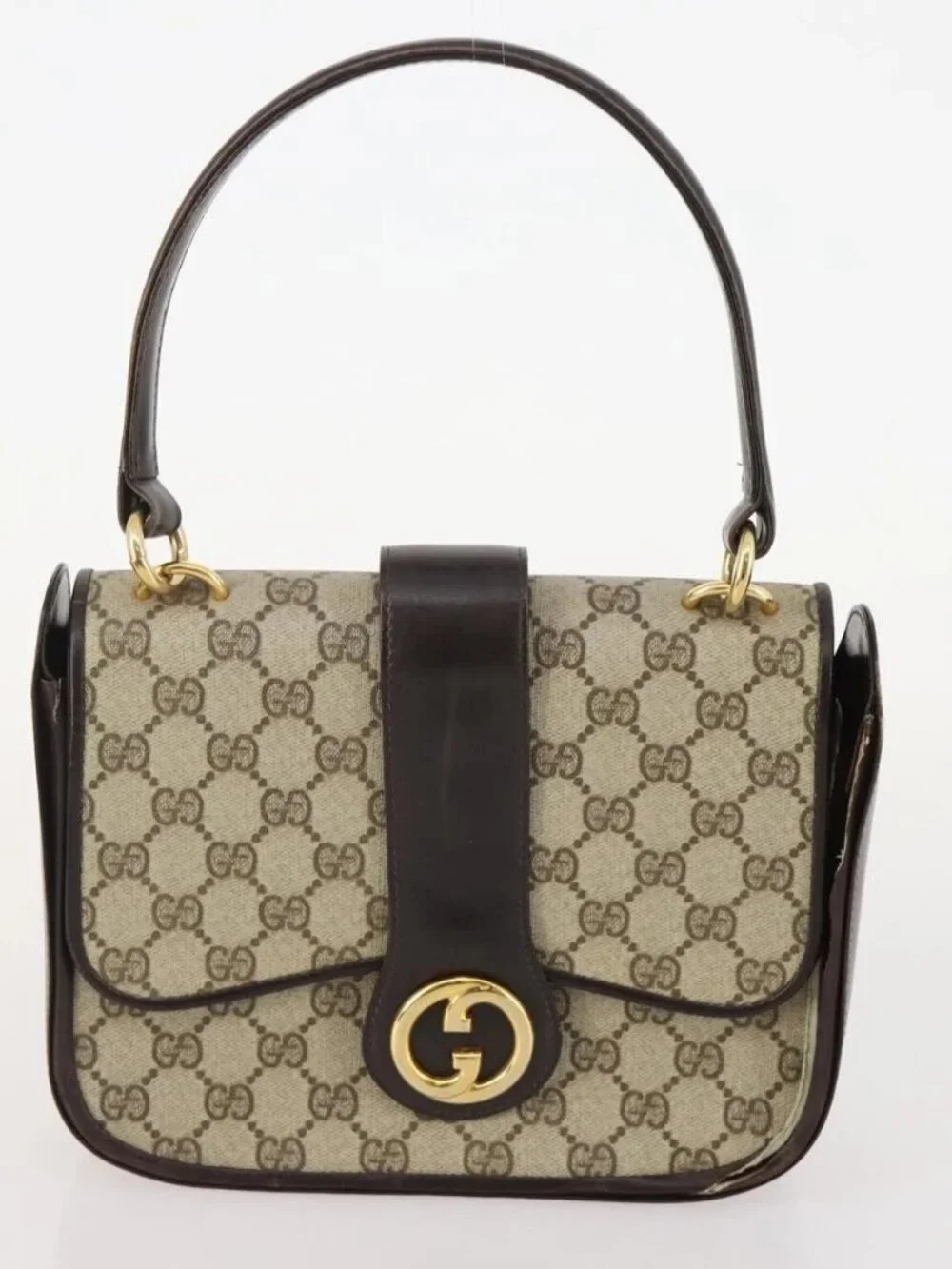 GUCCI GG Supreme GG Crystal GG Canvas Bag PVC 4 Set Navy Beige Auth YKZ424
